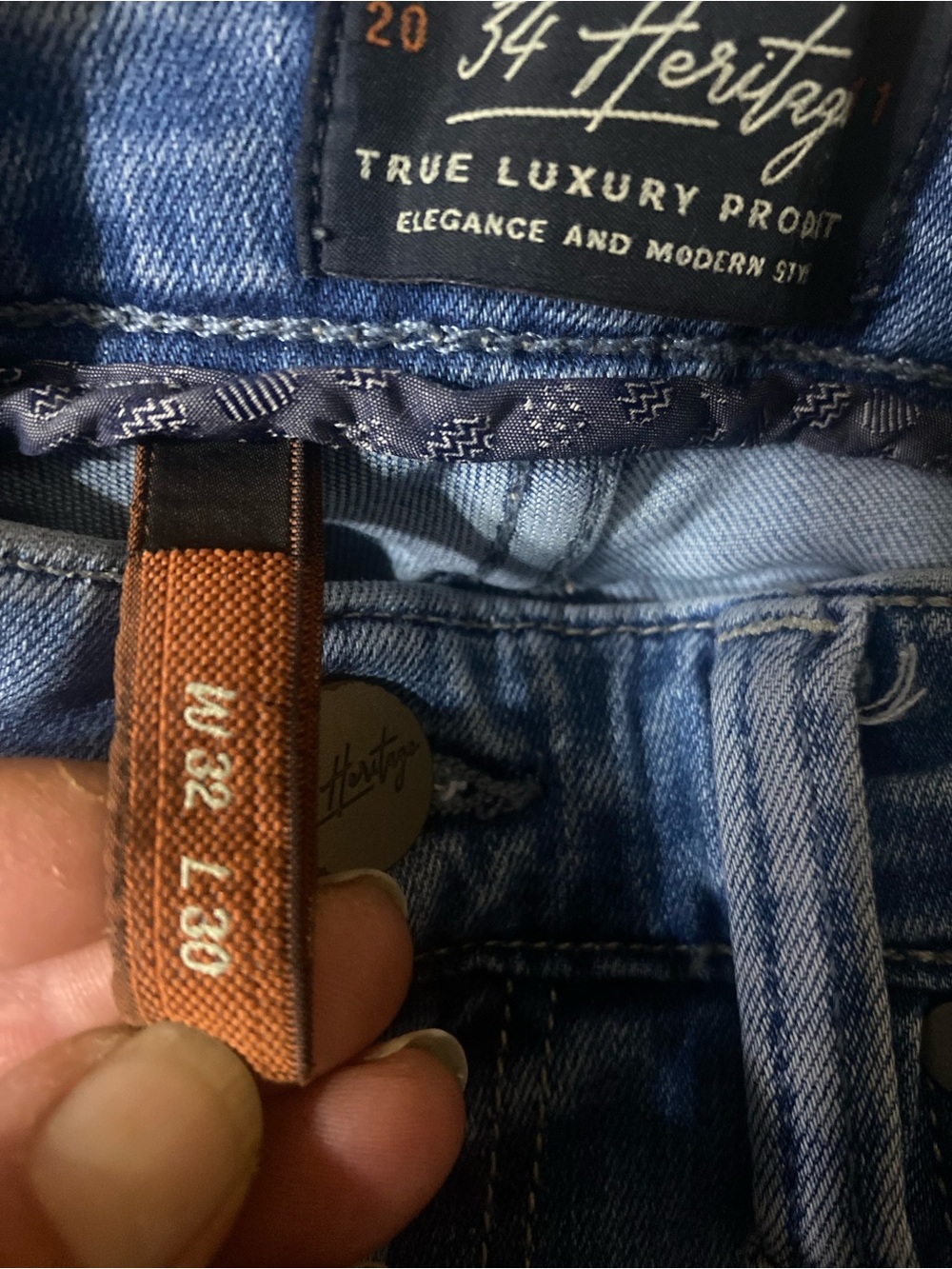 Heritage Men’s Blue Denim Jeans with Brown Tag Accent bundle
